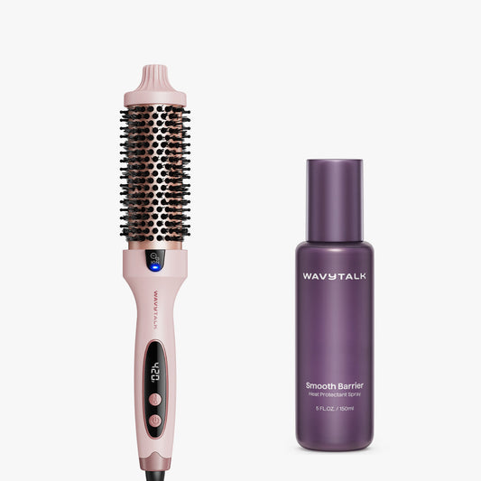 Pink Blowout Boost and bottle of Smooth Barrier on a white background