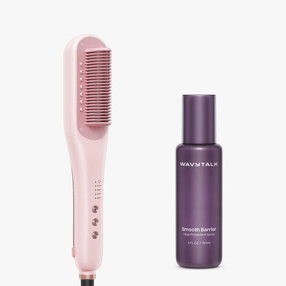 Pink Steamline Pro and bottle of Smooth Barrier on a white background